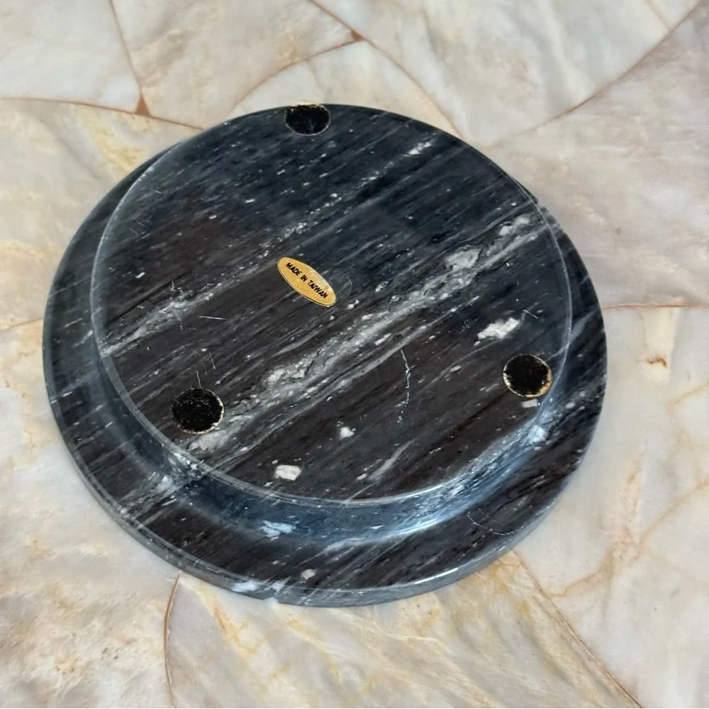 Round Black Marble Tray with Cork Center Wine/Champagne Marble Bottle Coaster